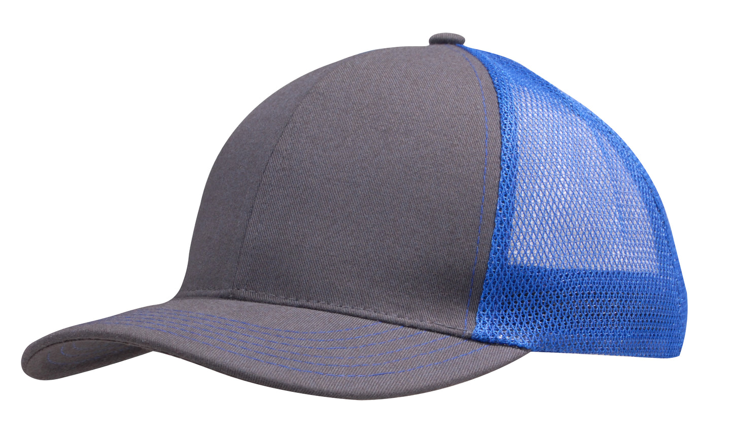 Headwear Brushed Cotton with Mesh Back Cap - 4002