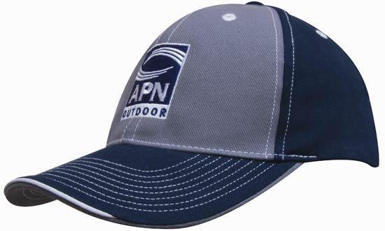 Headwear-Brushed Heavy Cotton Two Tone Cap with Contrasting Stitching and Open Lip Sandwich-4053