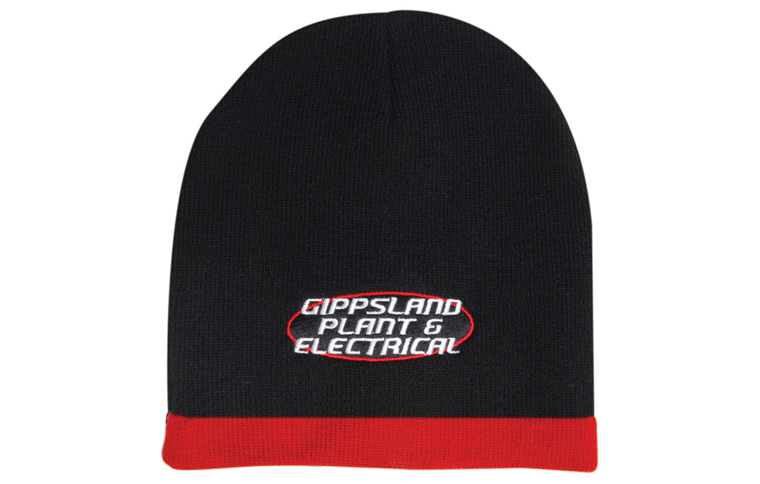 Headwear-Roll Down Two Tone Acrylic Beanie - Toque-4188