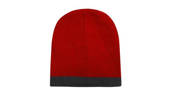 Headwear-Roll Down Two Tone Acrylic Beanie - Toque-4188