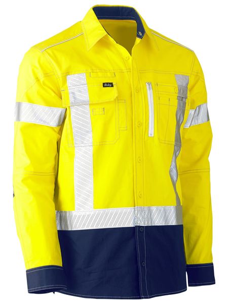 Bisley Flex & Move Tone HI Vis Stretch Utility Shirt-Long Sleeve-BS6177XT