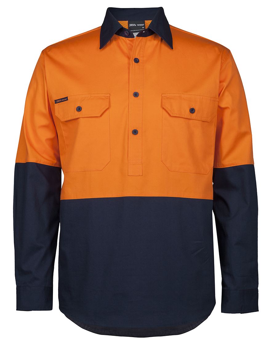 Jb'S Wear Hi Vis Close Front L/S 150G Work Shirt 6Hvcs - Star Uniforms Australia