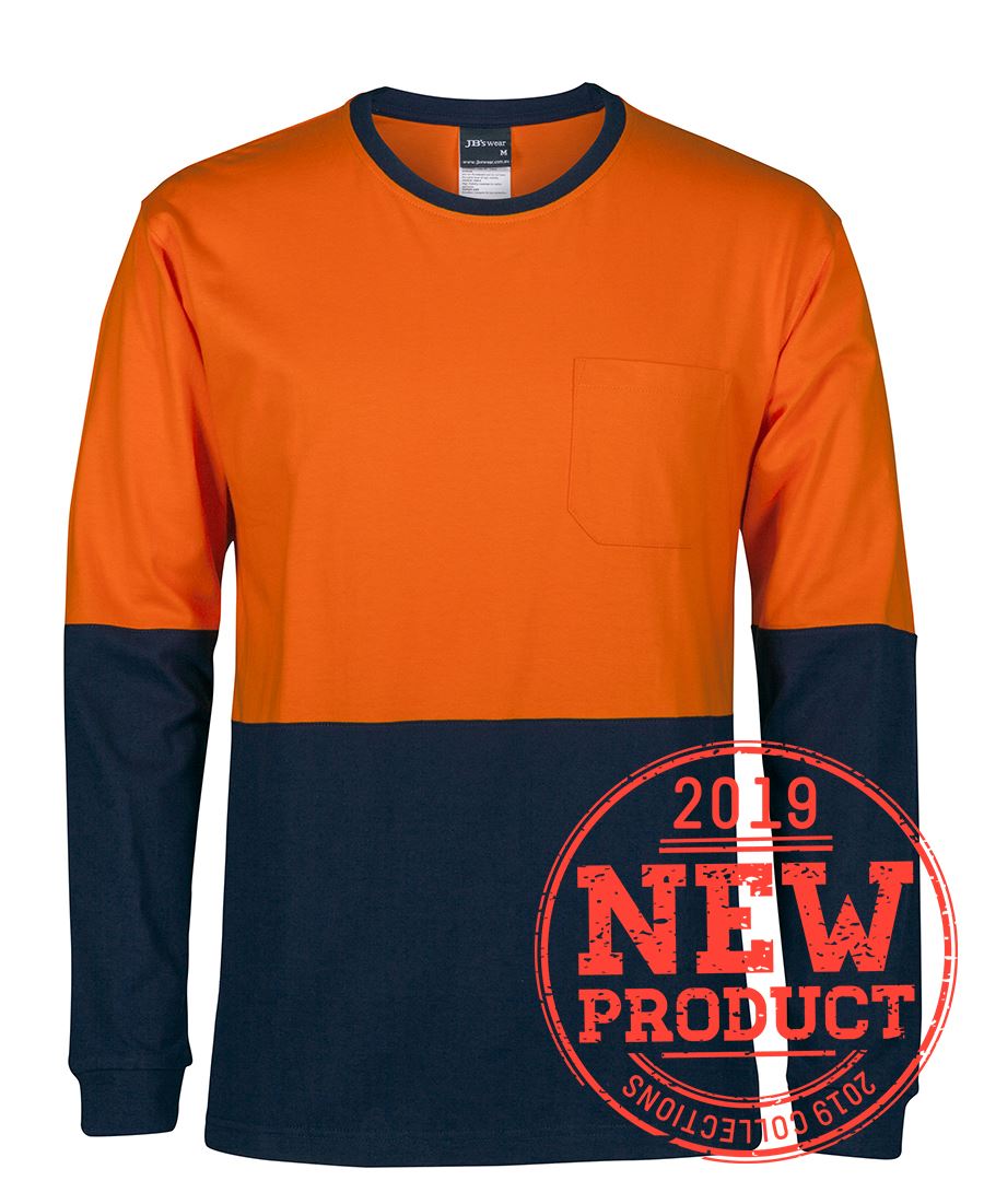 Jb'S Wear Hi Vis L/S Crew Neck Cotton T-Shirt 6Hvtn - Star Uniforms Australia