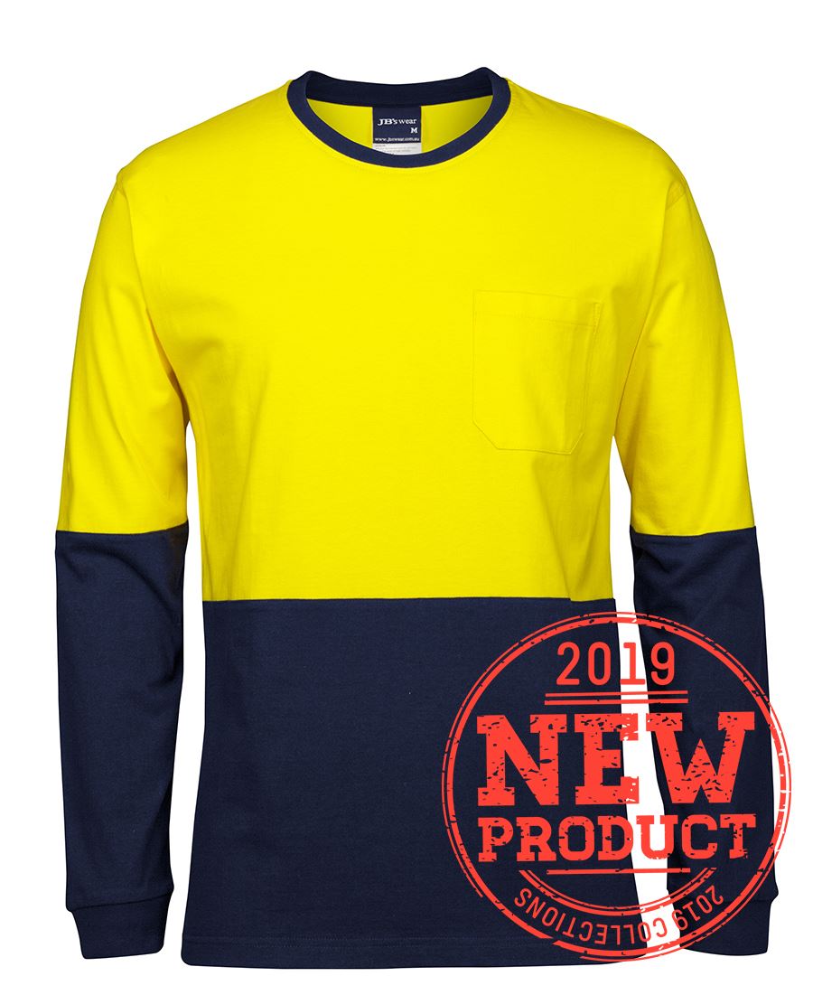 Jb'S Wear Hi Vis L/S Crew Neck Cotton T-Shirt 6Hvtn - Star Uniforms Australia