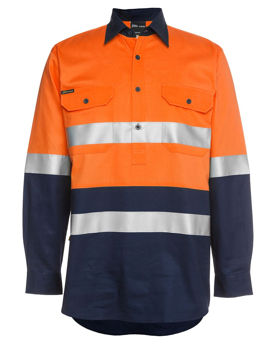 Jb'S Wear Hi Vis L/S (D+N) 190G Close Front Shirt 6Hwcf - Star Uniforms Australia