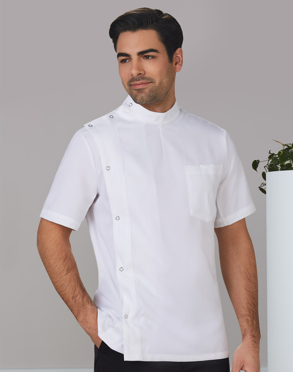 Winning Spirit-Men's Stud Front Short Sleeve Jacket-M7636