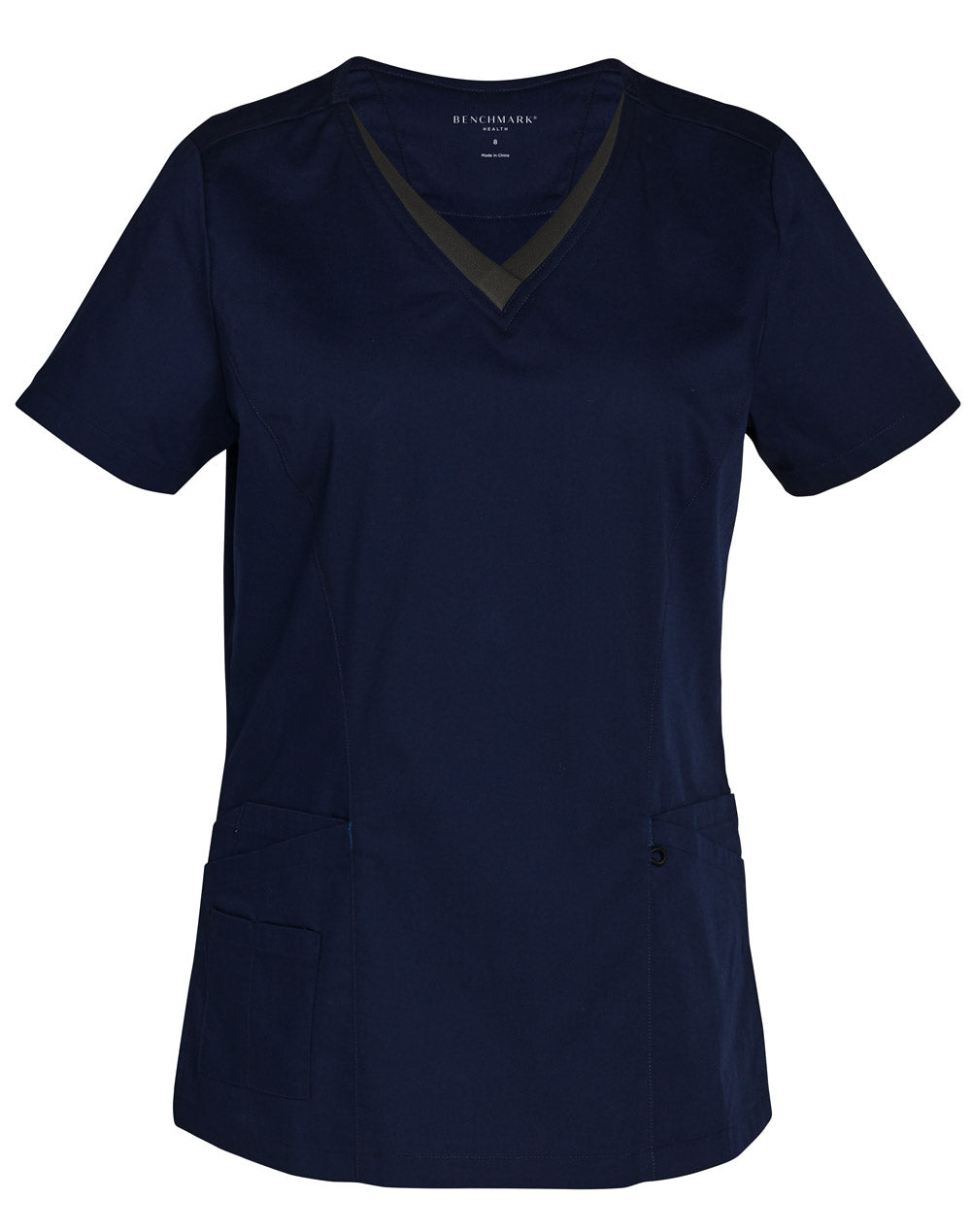 M7660 Ladies V-Neck Contrast Trim Scrub Top - Star Uniforms Australia