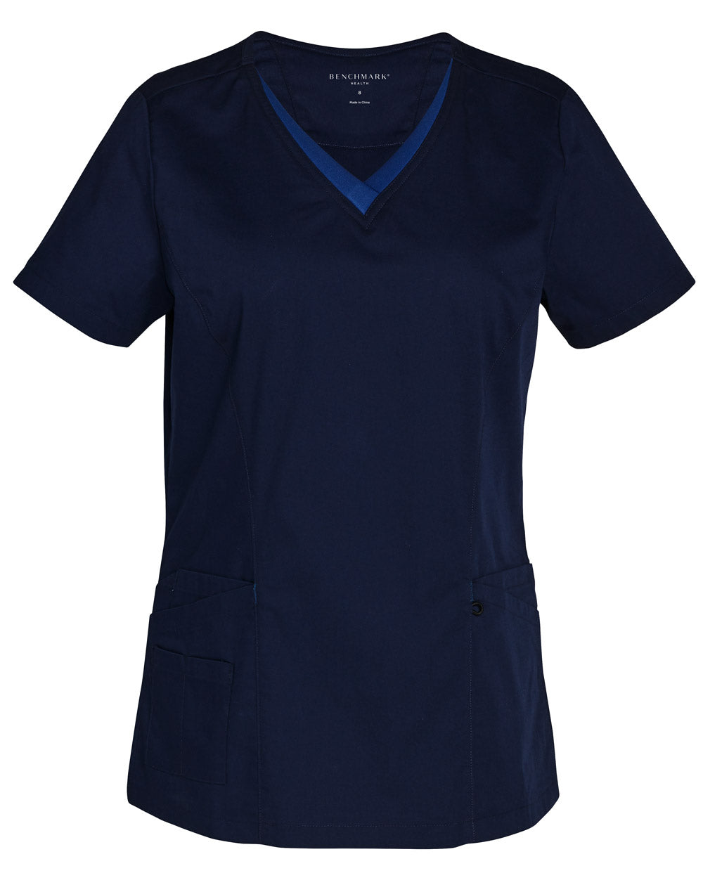 M7660 Ladies V-Neck Contrast Trim Scrub Top - Star Uniforms Australia