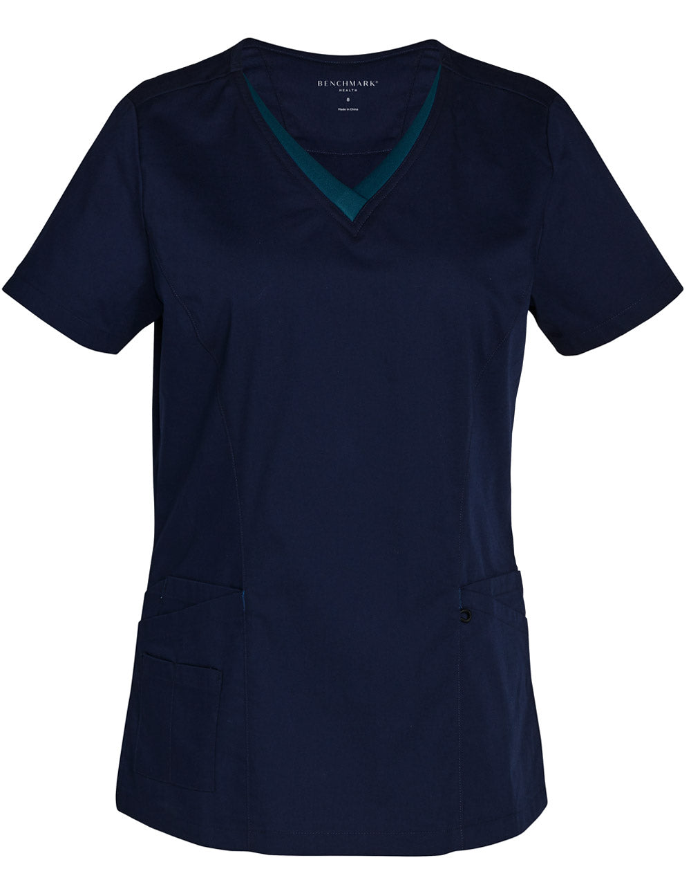 M7660 Ladies V-Neck Contrast Trim Scrub Top - Star Uniforms Australia