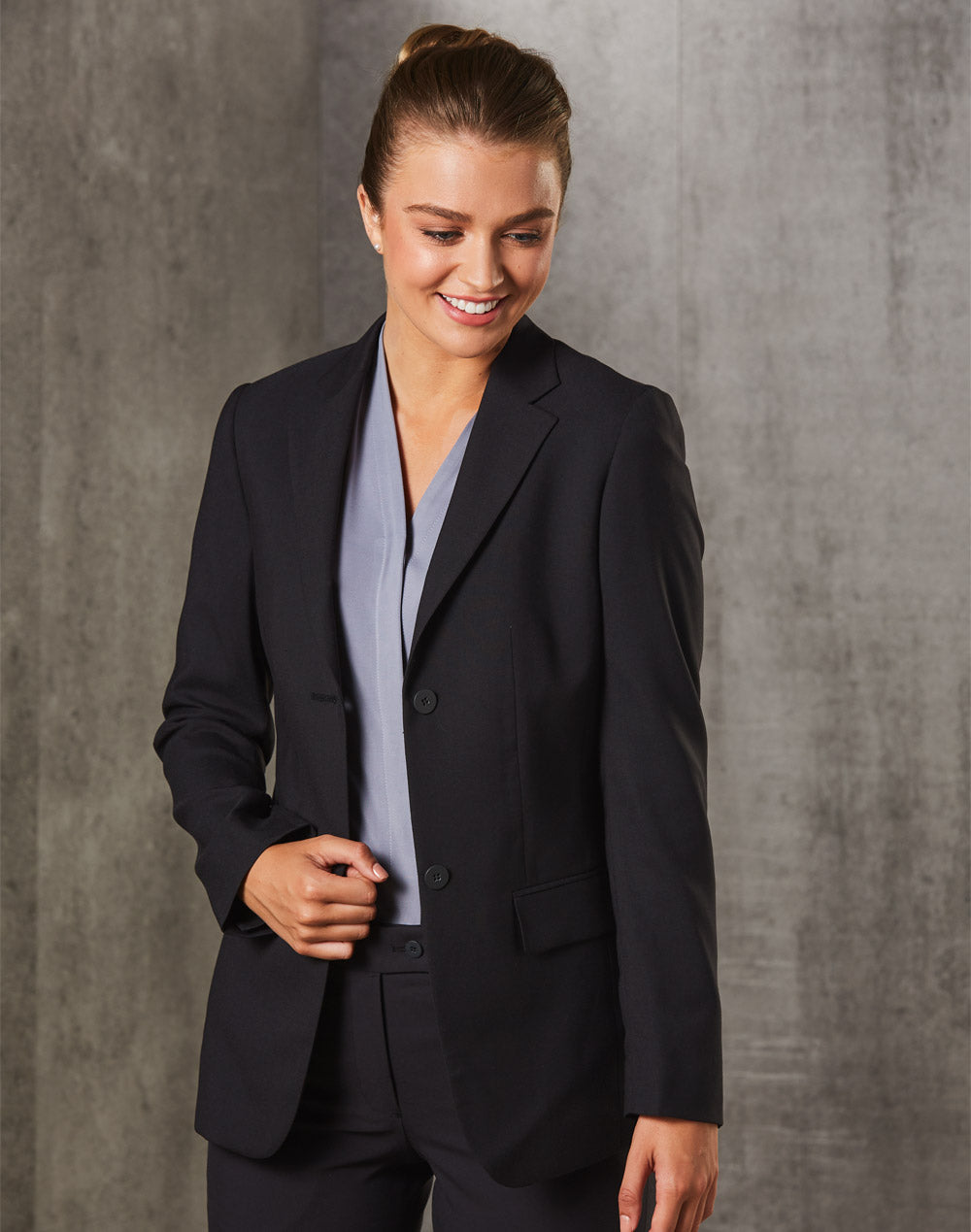 Winning Spirit-Women's Poly/Viscose Stretch Two Buttons Mid Length Jacket-M9206
