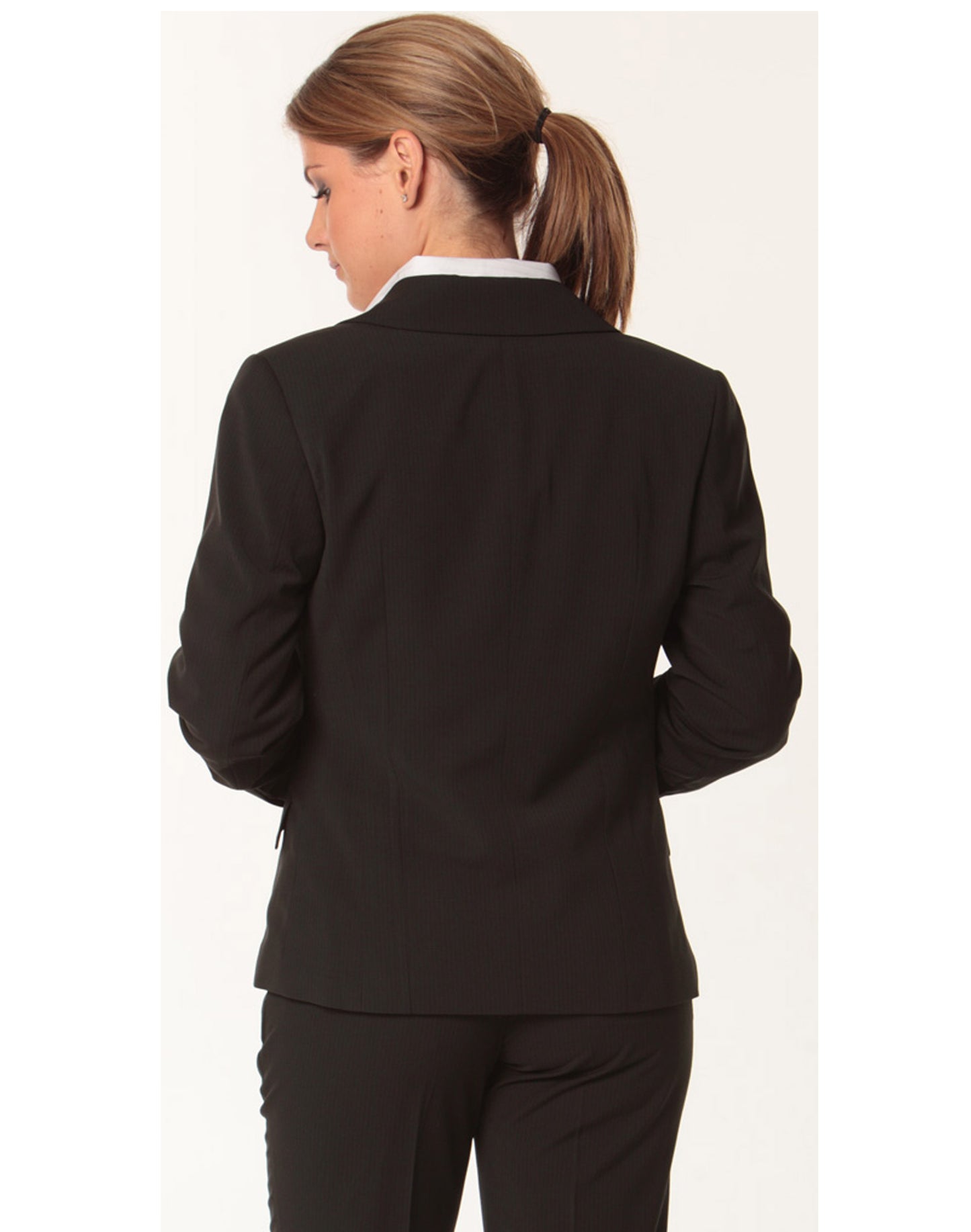 Winning Spirit-Women's Poly/Viscose Stretch Stripe One Button Cropped Jacket-M9208