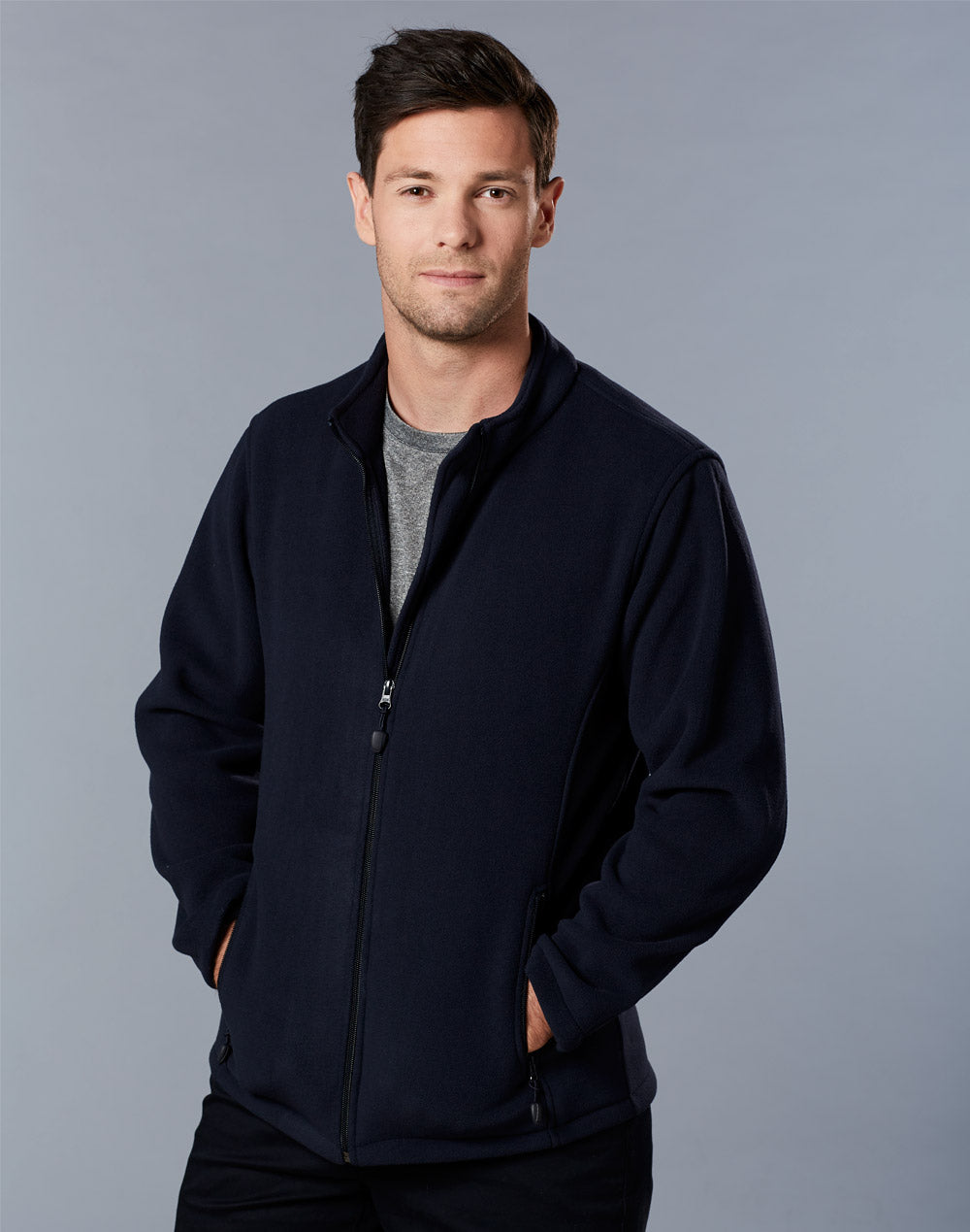 Winning Spirit -Men's Bonded Polar Fleece Full Zip Fitted Jacket-PF07