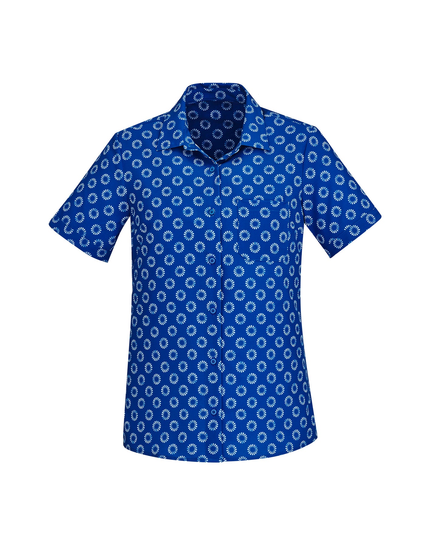 Biz Care Womens Easy Stretch Daisy Print Short Sleeve Shirt Cs948Ls - Star Uniforms Australia