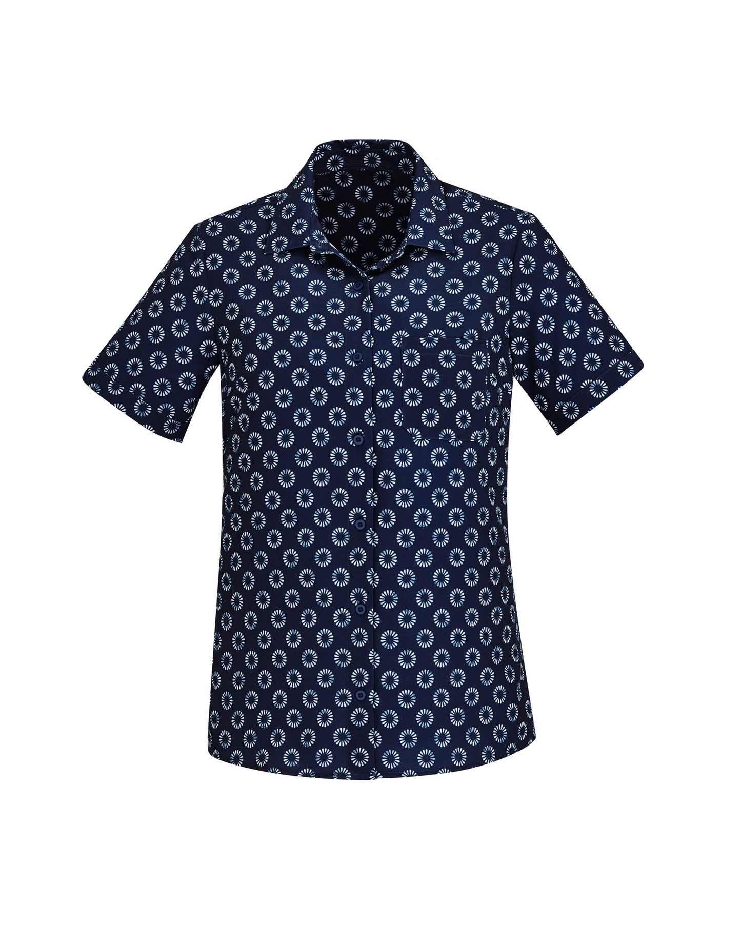 Biz Care Womens Easy Stretch Daisy Print Short Sleeve Shirt Cs948Ls - Star Uniforms Australia
