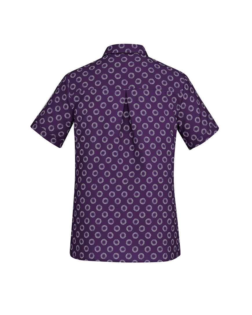 Biz Care Womens Easy Stretch Daisy Print Short Sleeve Shirt -CS948LS