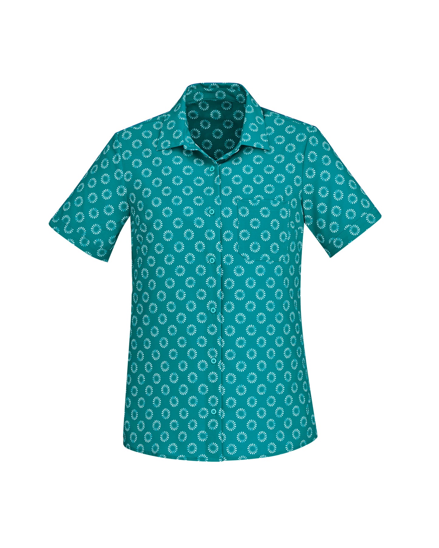 Biz Care Womens Easy Stretch Daisy Print Short Sleeve Shirt Cs948Ls - Star Uniforms Australia