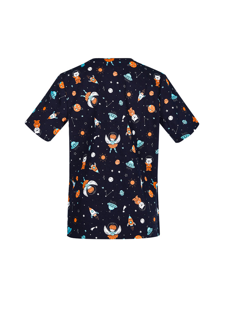 Biz Care-Womens Space Party Scrub Top -CST148LS