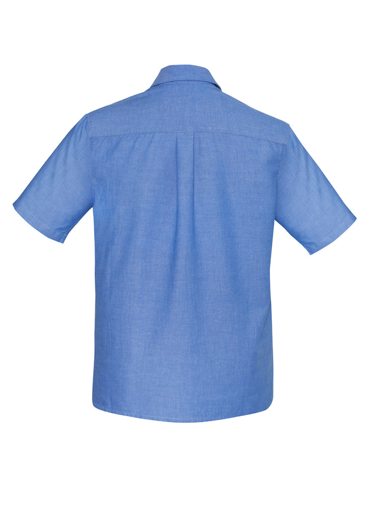 Biz Collection Mens Wrinkle Free Chambray Short Sleeve Shirt Sh113 - Star Uniforms Australia