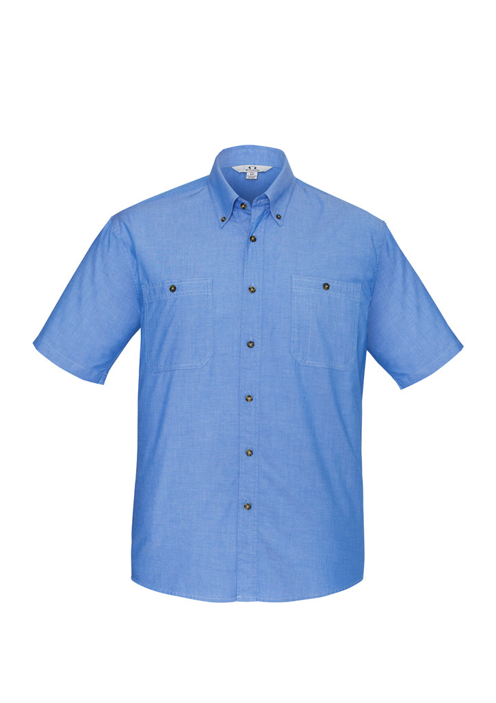 Biz Collection Mens Wrinkle Free Chambray Short Sleeve Shirt Sh113 - Star Uniforms Australia