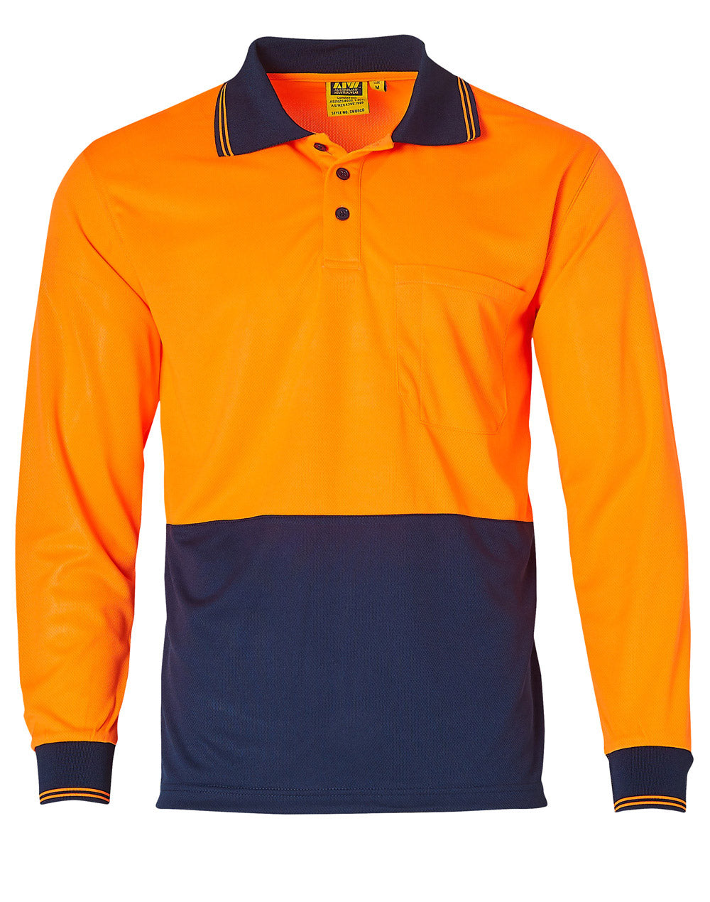 Winning Spirit-Hi Visibility Long Sleeve CoolDry Micro-mesh Safety Polo-SW05CD