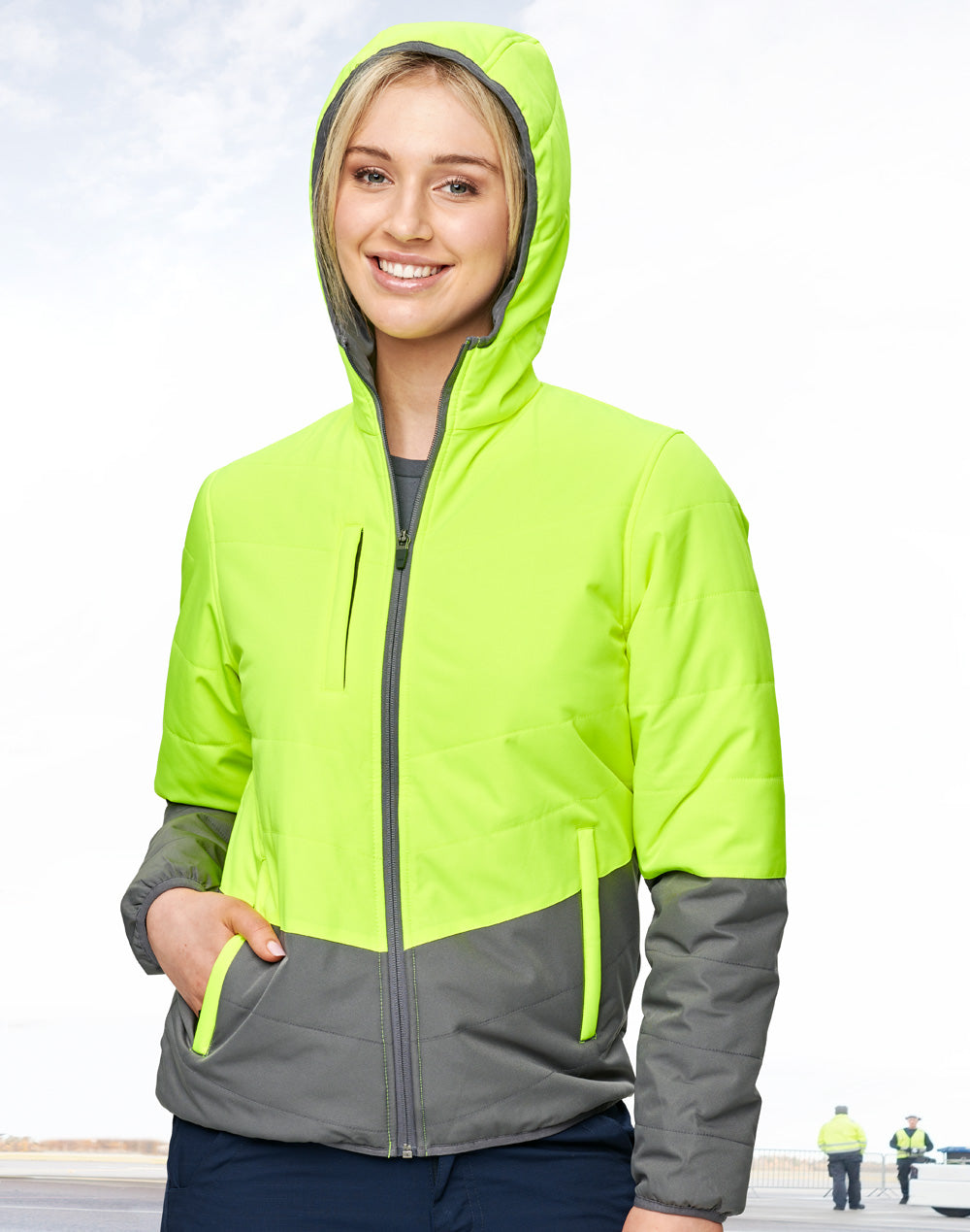 Winning Spirit-Unisex Hi Vis Modern Styling Hooded Puffer Jacket-SW80