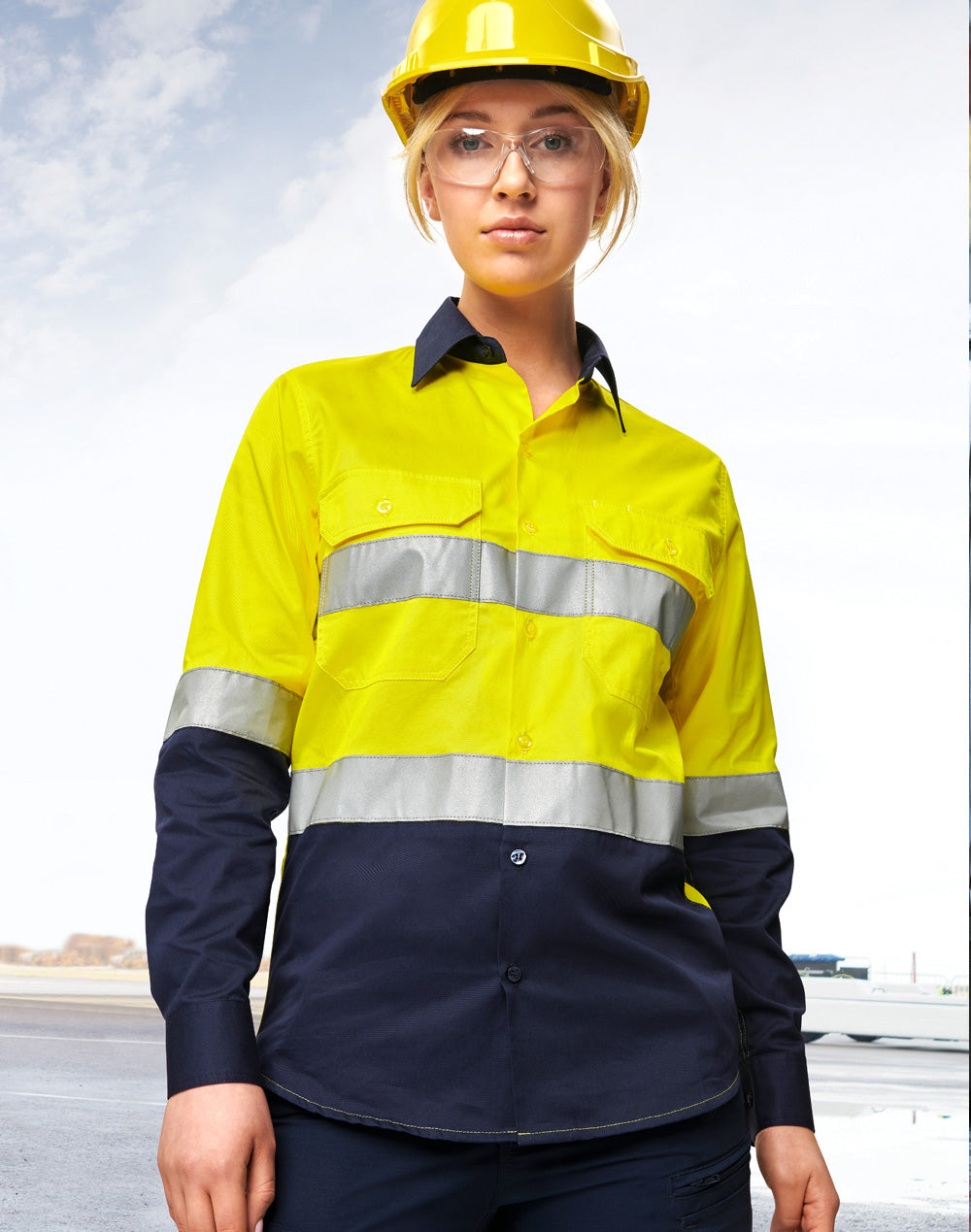Winning Spirit-Unisex Hi Vis Cool-Breeze Safety LS Shirt (Generic Tape)-SW82