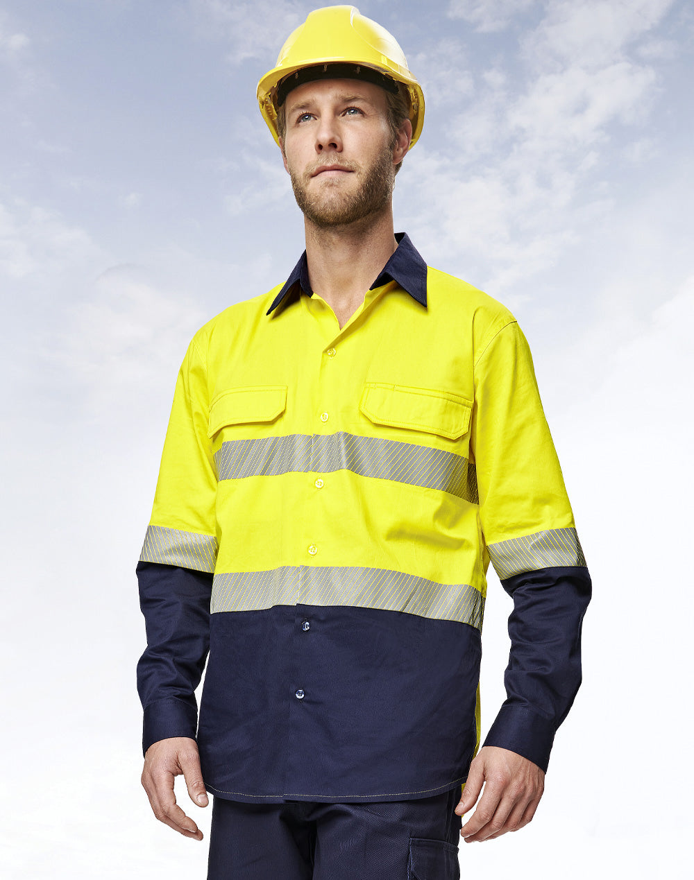Winning Spirit-Unisex Hi Vis Cool-Breeze Safety LS Shirt (Sagmented Tape)-SW83