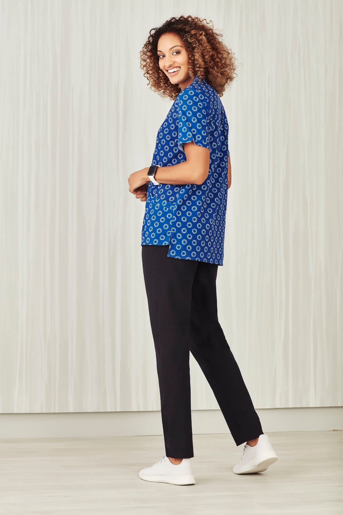 Biz Care Womens Easy Stretch Daisy Print Tunic CS950LS - Star Uniforms Australia
