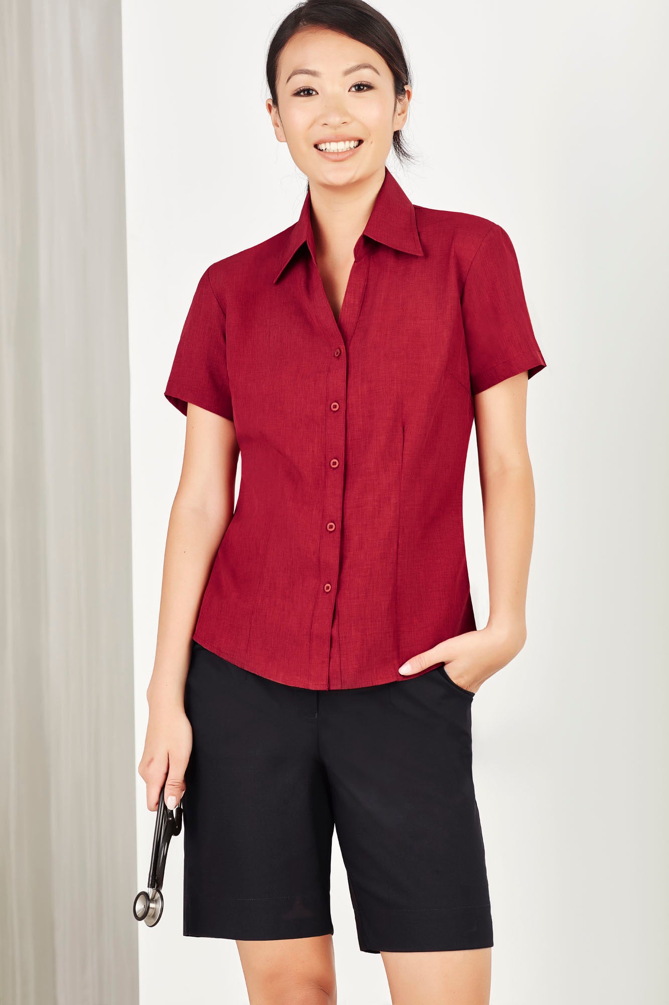Biz Care Ladies Plain Oasis Short Sleeve Shirt LB3601 - Star Uniforms Australia