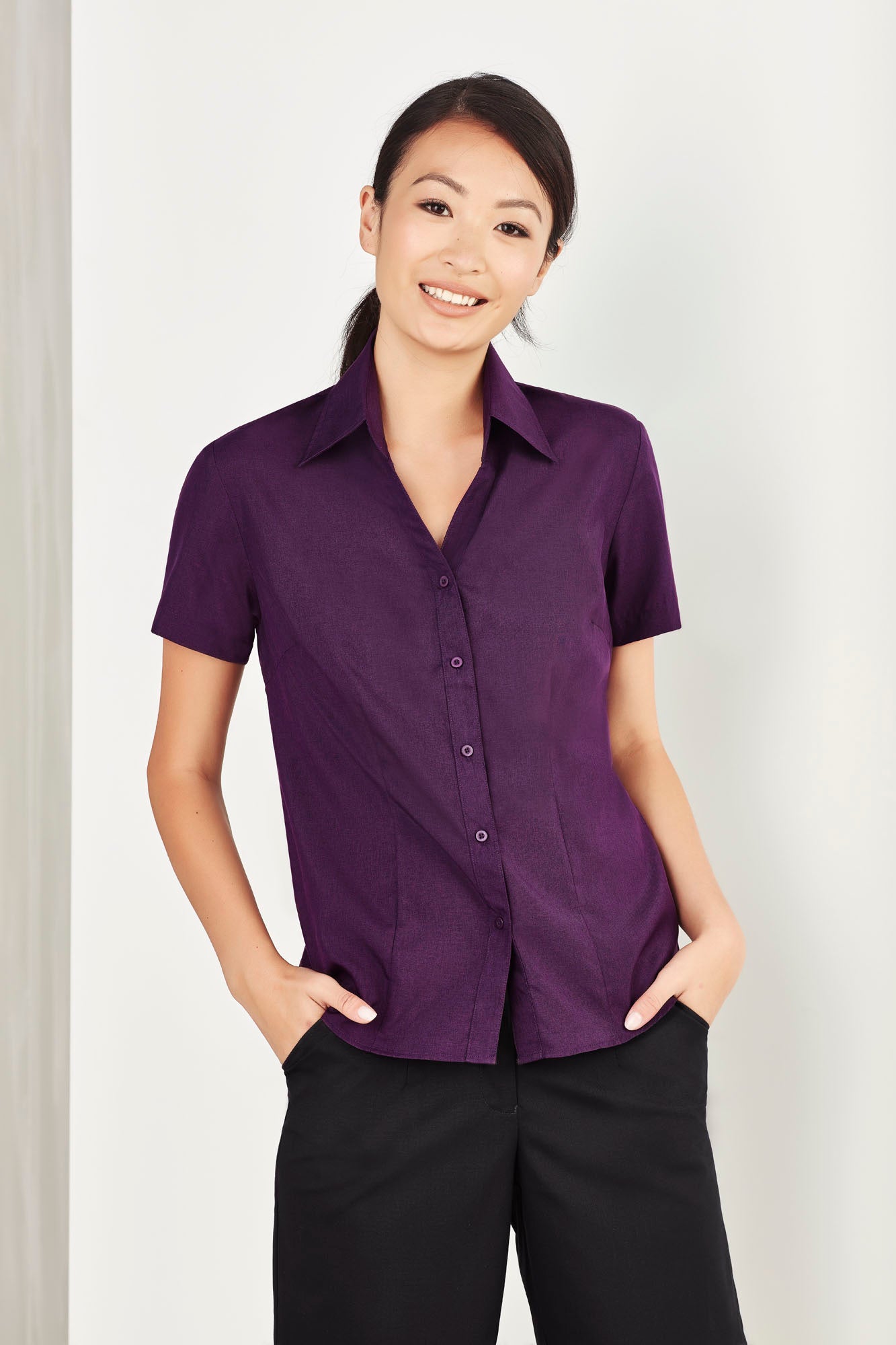 Biz Care Ladies Plain Oasis Short Sleeve Shirt LB3601 - Star Uniforms Australia