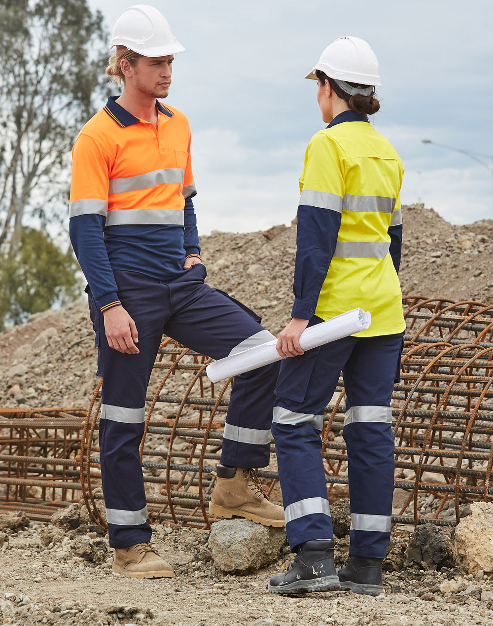 Winning Spirit-Ladies Hi Vis Cotton Drill Pants-WP15HV