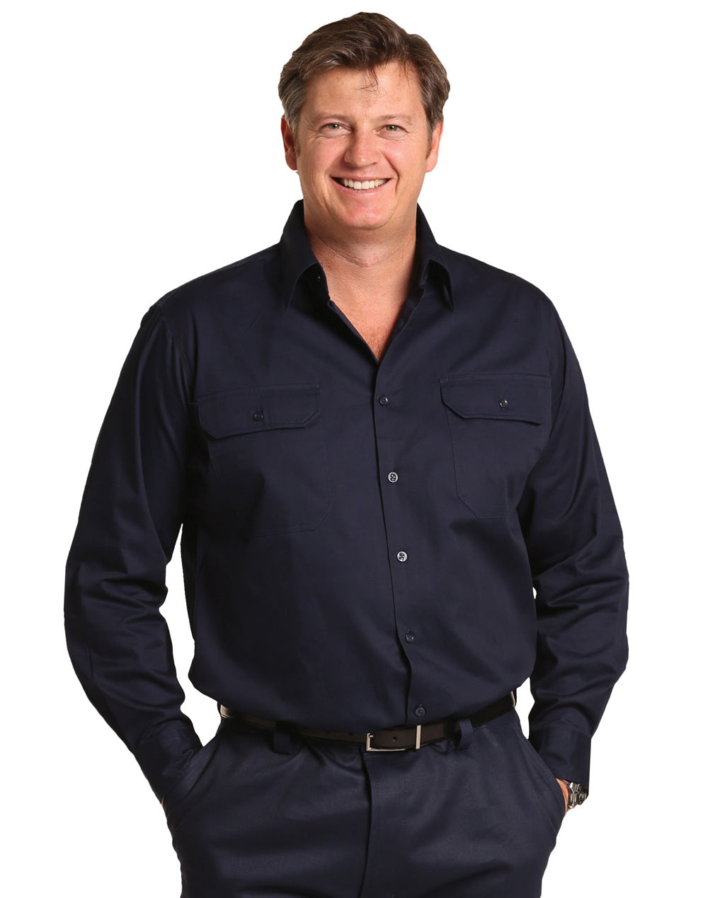 Winning Spirit-Cool-Breeze Long Sleeve Cotton Work Shirt-WT02