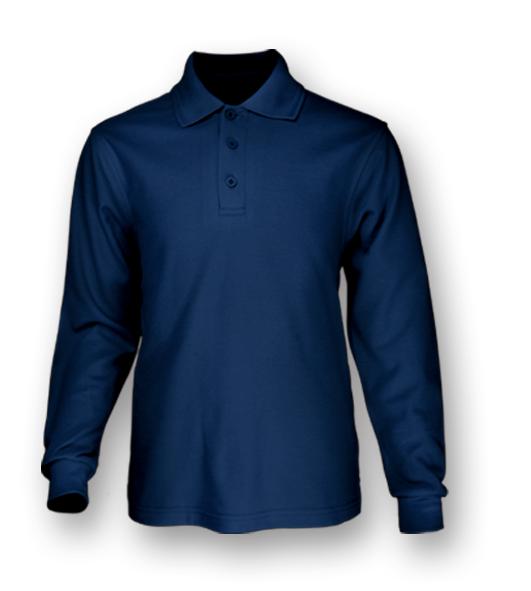 Bocini - Plain Colour Poly Face Cotton Backing L/S Polo - CP1604