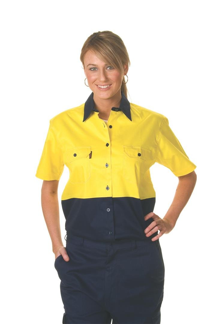 Dnc Ladies Hivis Two Tone Cool-Breeze Cotton S/S Shirt, S/S (3939) - Star Uniforms Australia