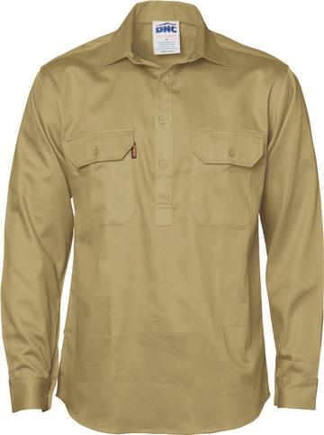 Dnc Close Front L/S Cotton Drill Shirt With Gusset Sleeve (3204) - Star Uniforms Australia