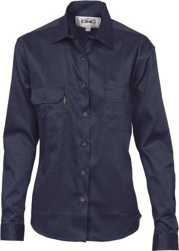Dnc Ladies Cotton Drill Work Shirt, Long Sleeve (3232) - Star Uniforms Australia