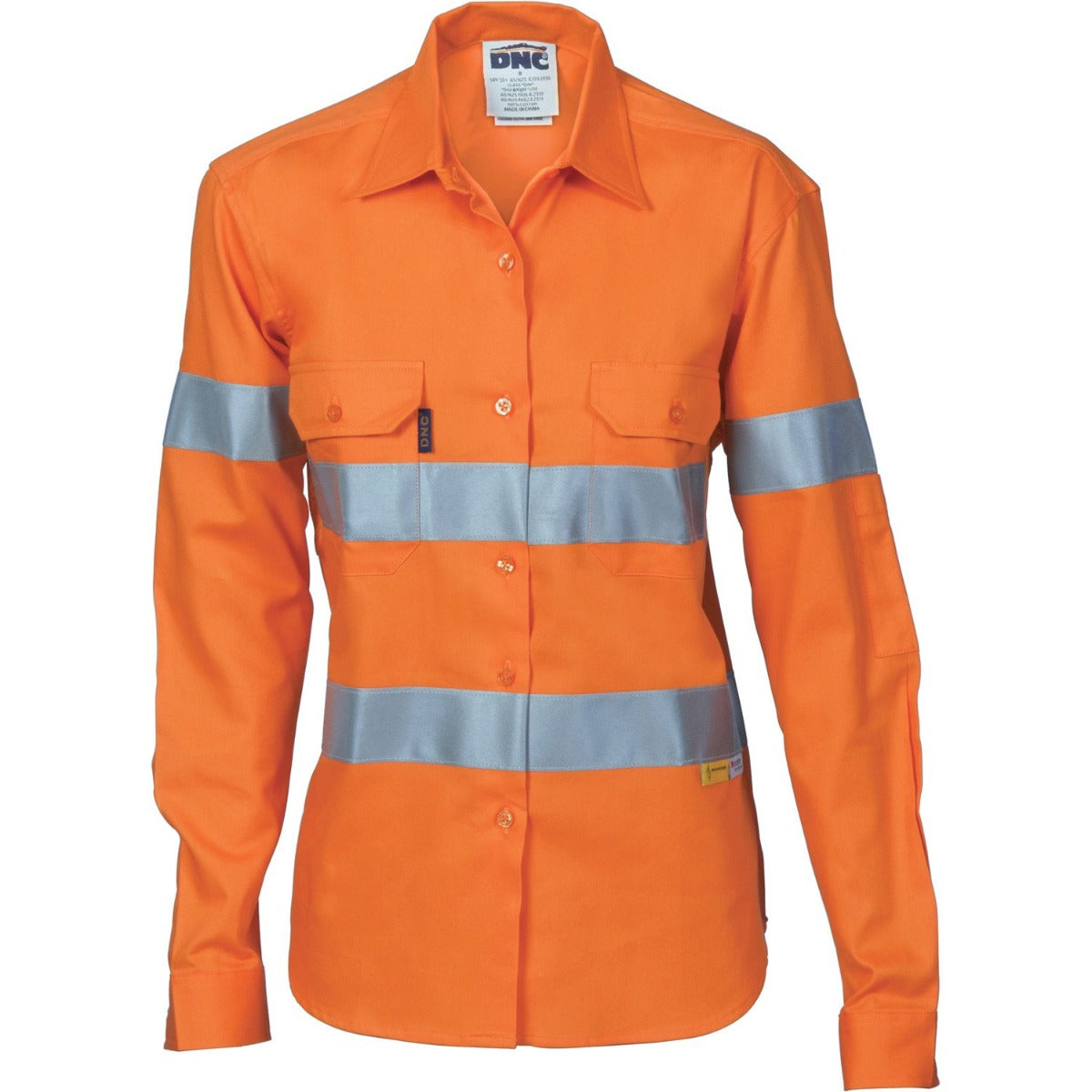 Dnc Ladies Hivis Cool-Breeze Cotton Shirt With 3M R/Tape - Long Sleeve (3785) - Star Uniforms Australia