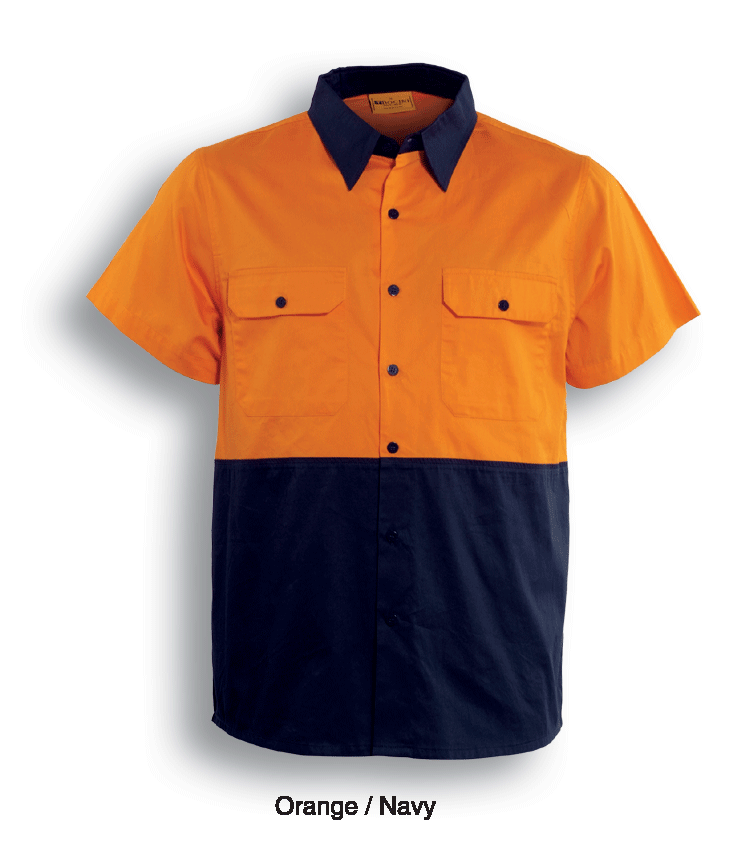 Bocini-Unisex Adults Hi-Vis Cotton Twill Shirt S/S-SS1012