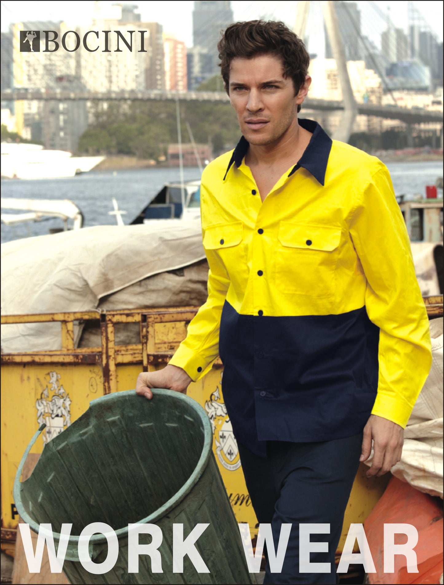 Bocini-Unisex Adults Hi-Vis Cotton Twill Shirt L/S-SS1013