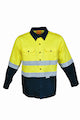 Bocini-Unisex Adults Hi-Vis L/S Cotton Drill Shirt With Reflective Tape-SS1232