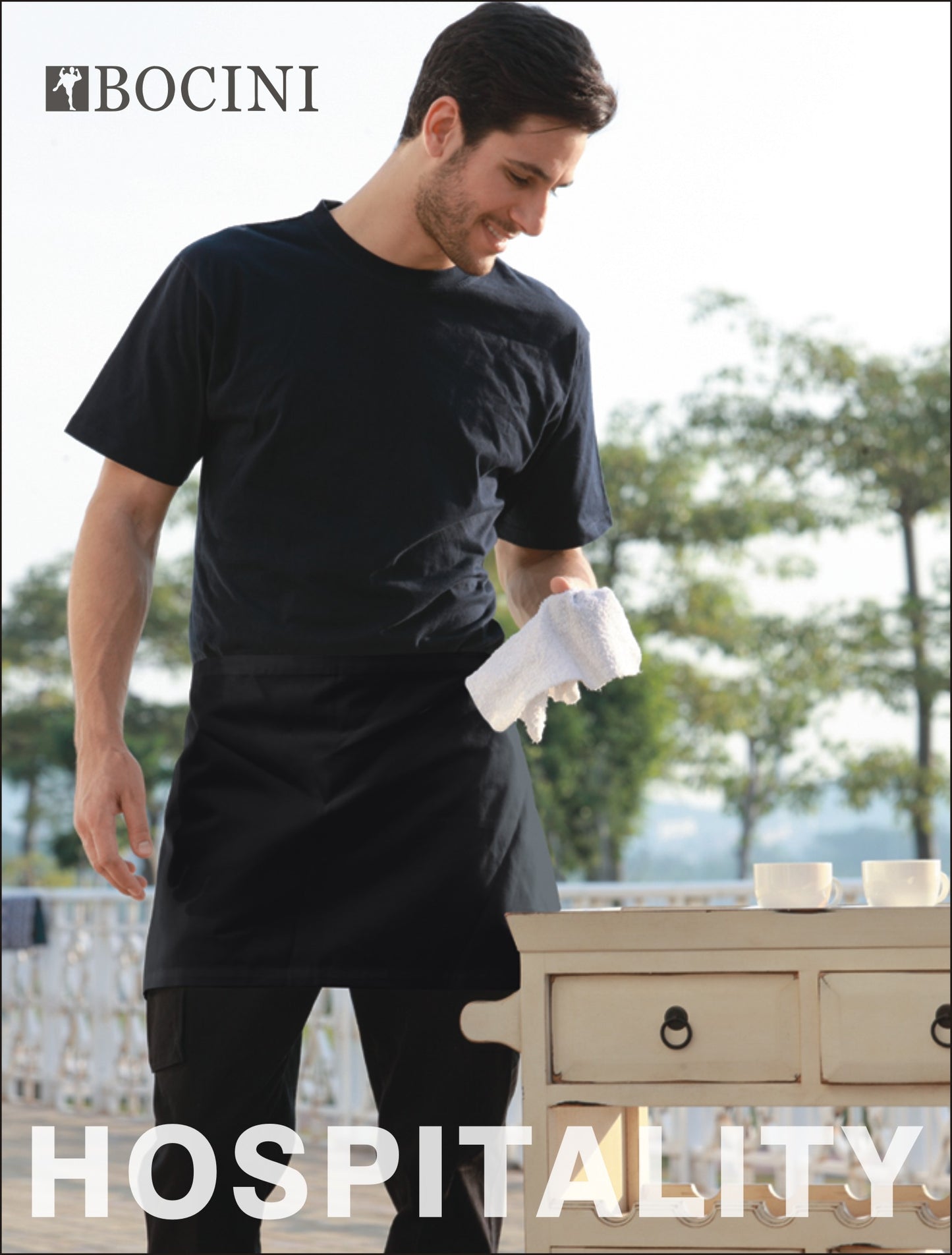 Bocini-Polyester Drill Quarter Apron - With Pocket-WA0672