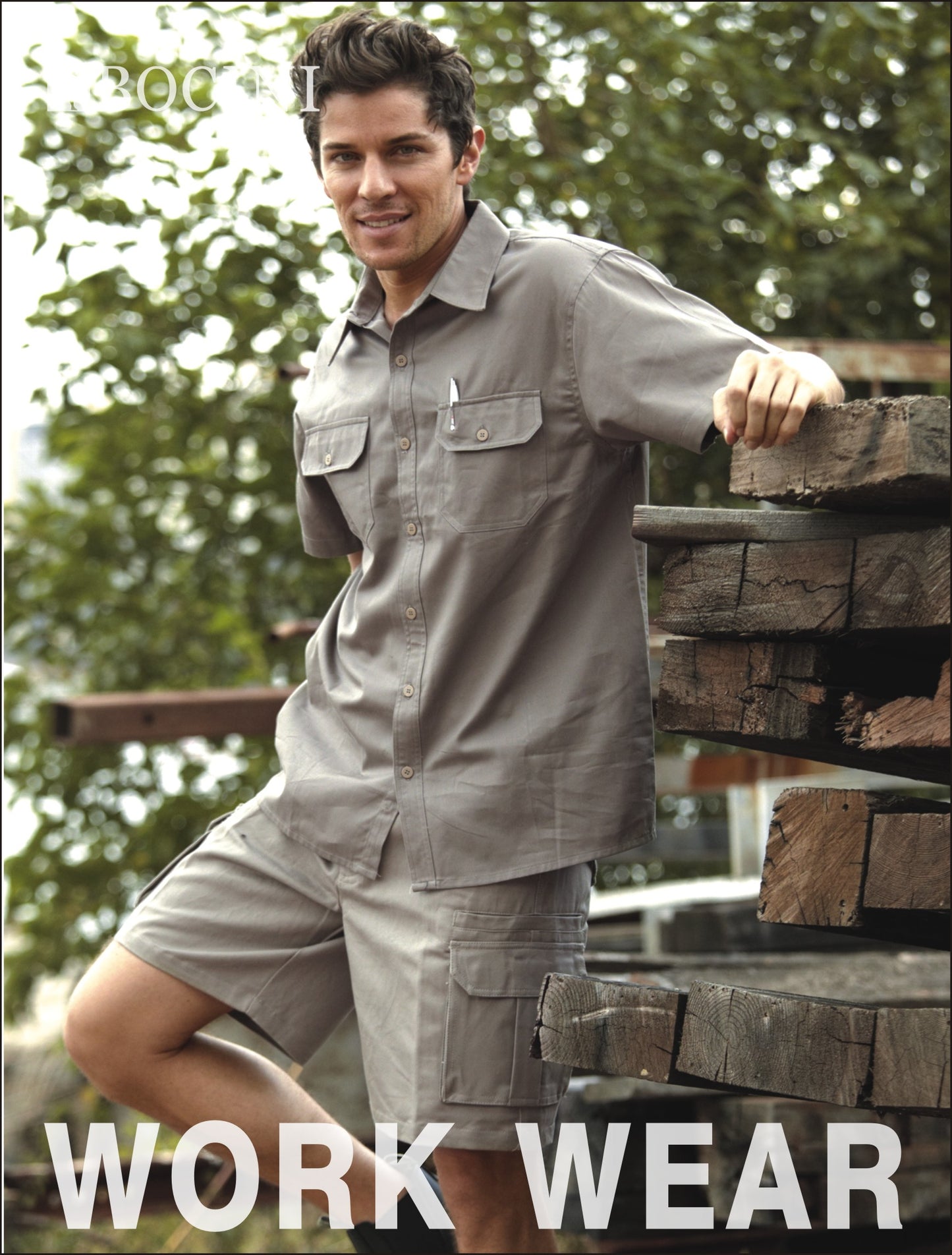 Bocini-Unisex Adults Cotton Drill Cargo Shorts-WK615