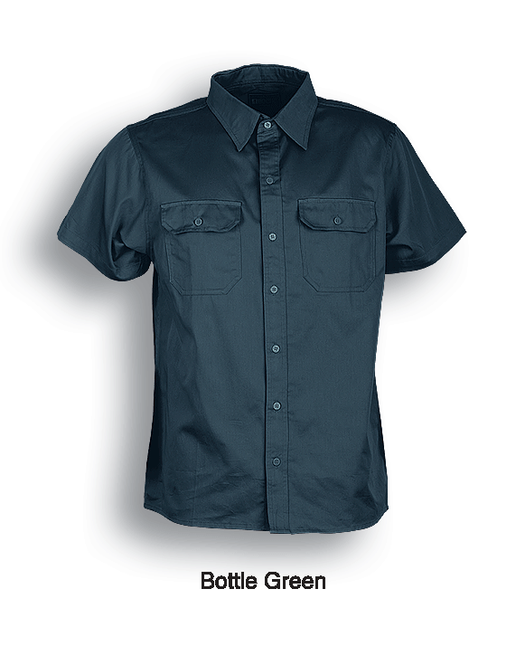 Bocini-Unisex Adults Cotton Drill Work Shirt S/S-WS0679