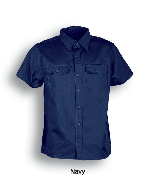 Bocini-Unisex Adults Cotton Drill Work Shirt S/S-WS0679