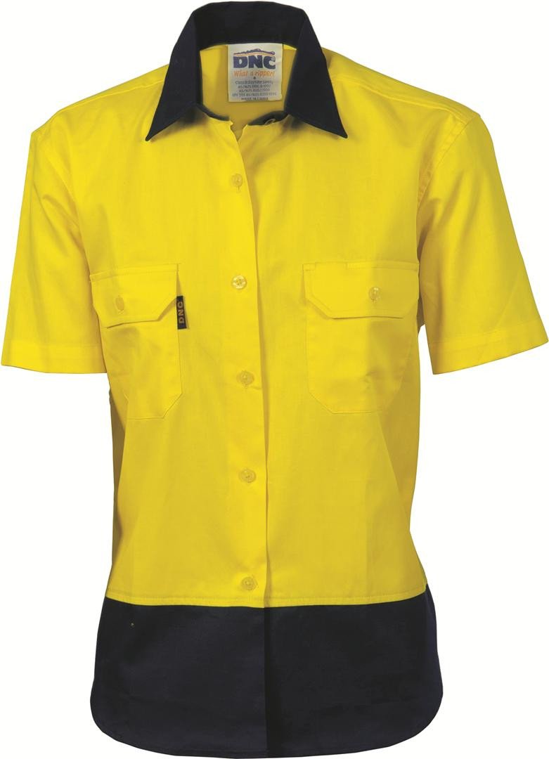 Dnc Ladies Hivis Two Tone Cotton S/S Drill Shirt (3931) - Star Uniforms Australia
