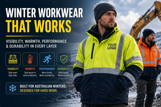 Worker wearing hi-vis winter workwear on a construction site