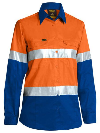 Bisley Women's Taped Hi Vis Cool Lightweight Drill Shirt -BL6696T