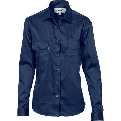 Dnc - Ladies Cotton Drill Work Shirt - Long Sleeve - 3232