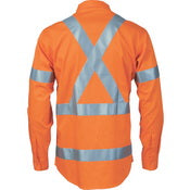 DNC - Hi Vis Cool Breeze Cotton Shirt With ‘X’ Back & Additional 3m R/Tape on Tail L/S  - 3746