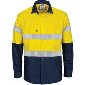 DNC - HiVis R/W Cool-Breeze T2 Vertical Vented Cotton Shirt with Gusset Sleeves, Generic R/Tape - Long Sle- 3782